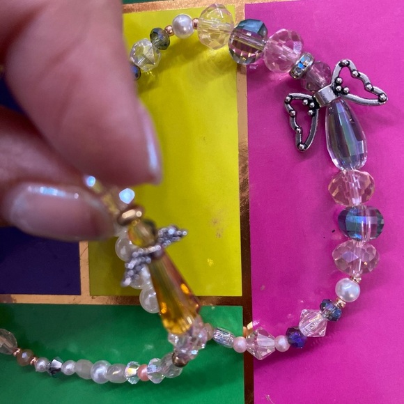 Hand made Pink Beaded Angel Charm Bracelets - Picture 5 of 7